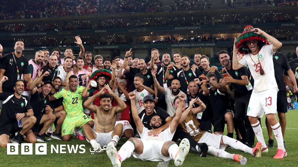 احتفالات المنتخب المغربي بعد الفوز على هولندا في كأس العالم 2026