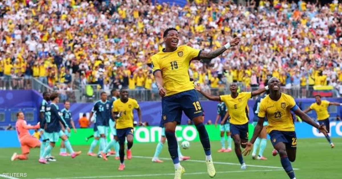 لحظة احتفال لاعبي الإكوادور بعد الفوز على ألمانيا في كأس العالم 2026