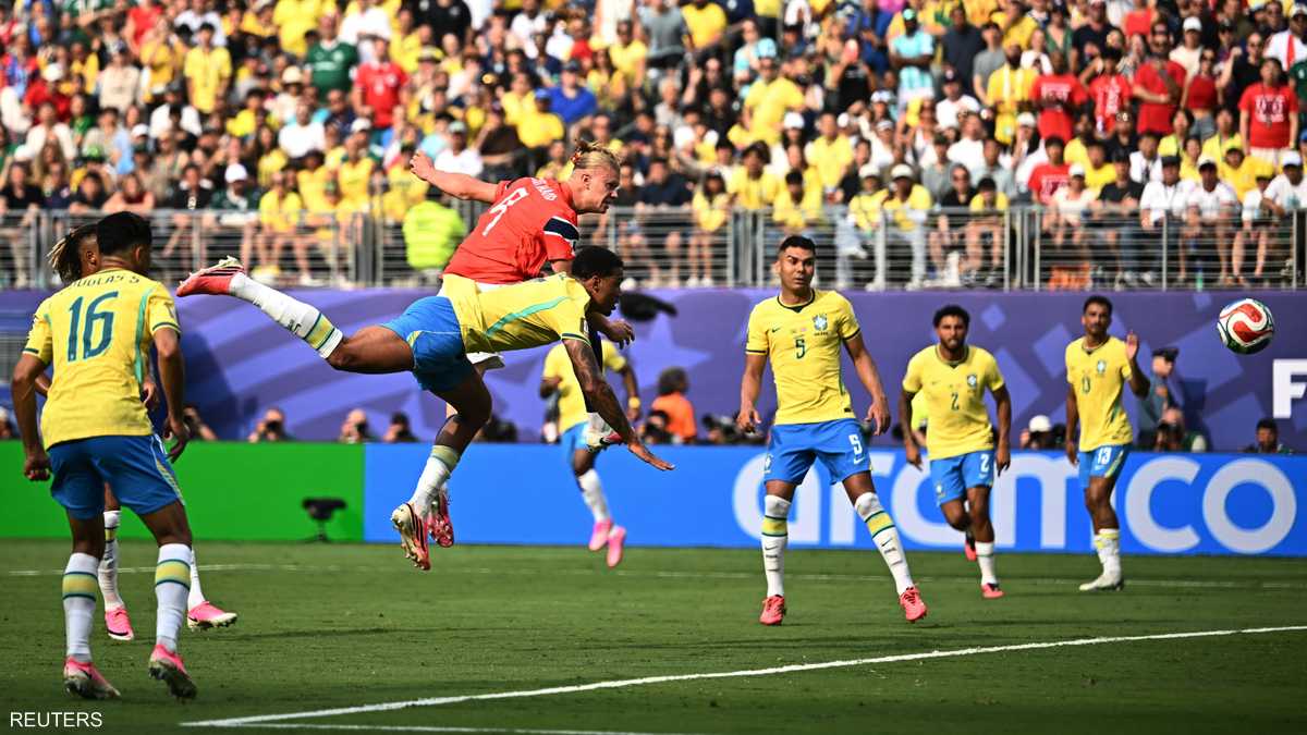 إرلينغ هالاند يحتفل بهدفيه ضد البرازيل في كأس العالم 2026