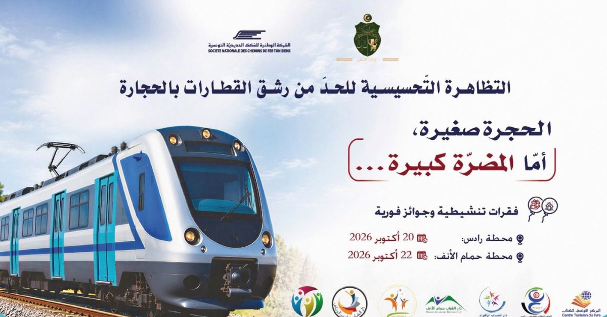 الشركة الوطنية للسكك الحديدية تطلق حملة توعوية ضد رشق القطارات بالحجارة