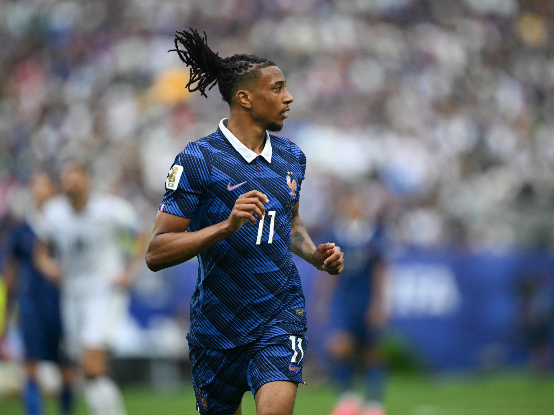مايكل أوليسي يحتفل بهدف مع فرنسا في كأس العالم 2026