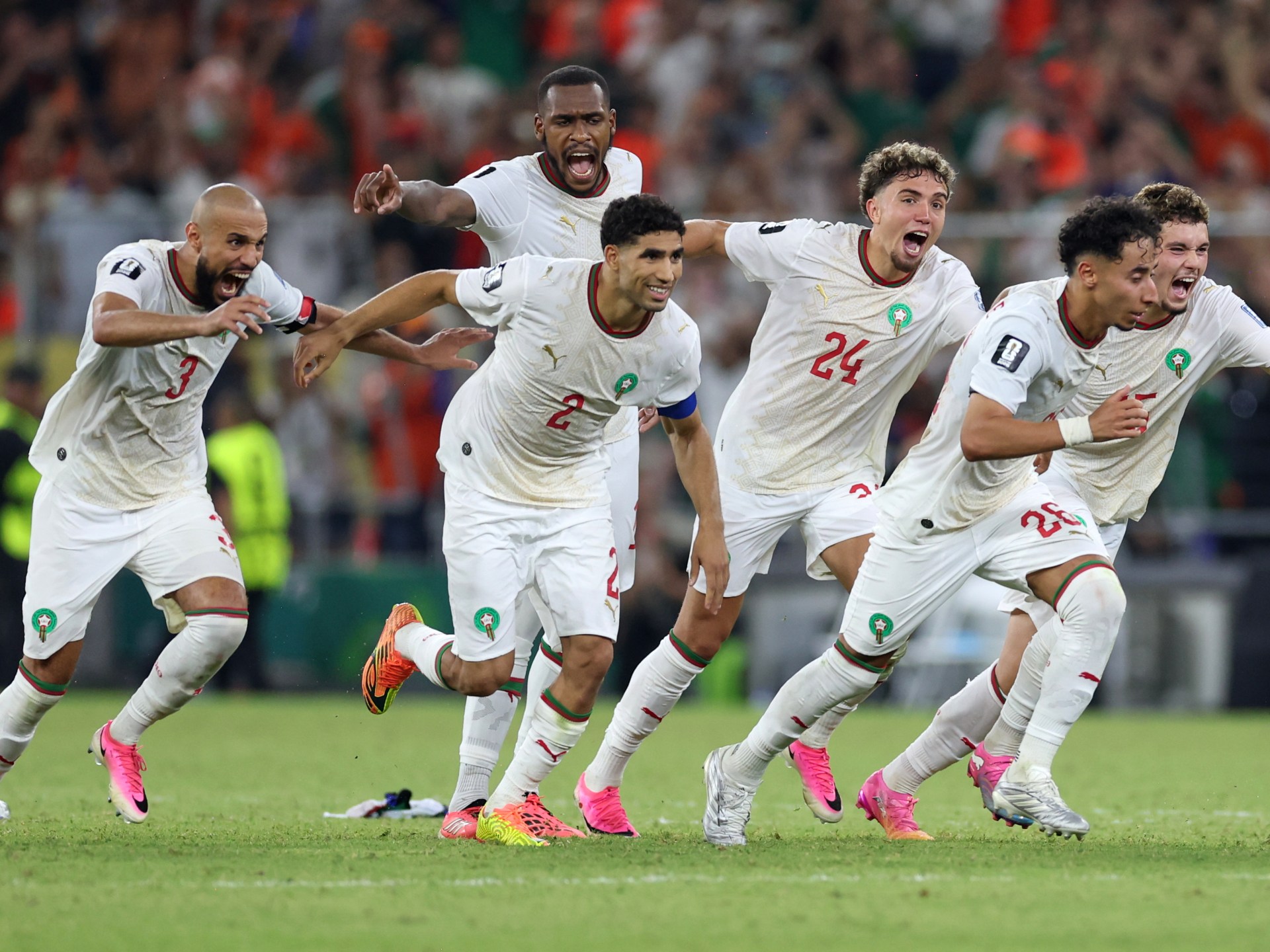 لاعبو المنتخب المغربي يحتفلون في كأس العالم 2026