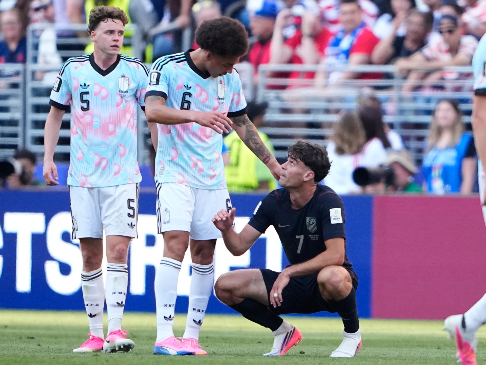 لحظة تسجيل بلجيكا أحد الأهداف في مرمى أمريكا بكأس العالم 2026